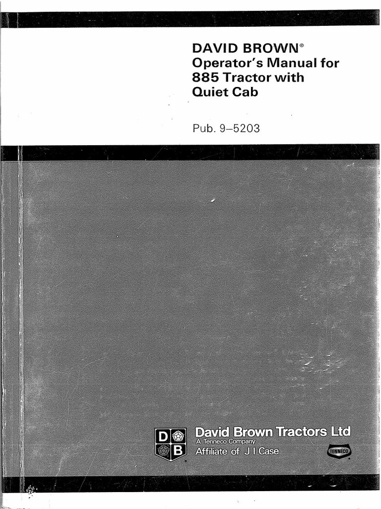 David Brown Operators Manual For 885 Tractor | PDF