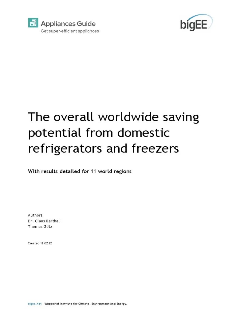Bigee Doc 2 Refrigerators Freezers Worldwide Potential