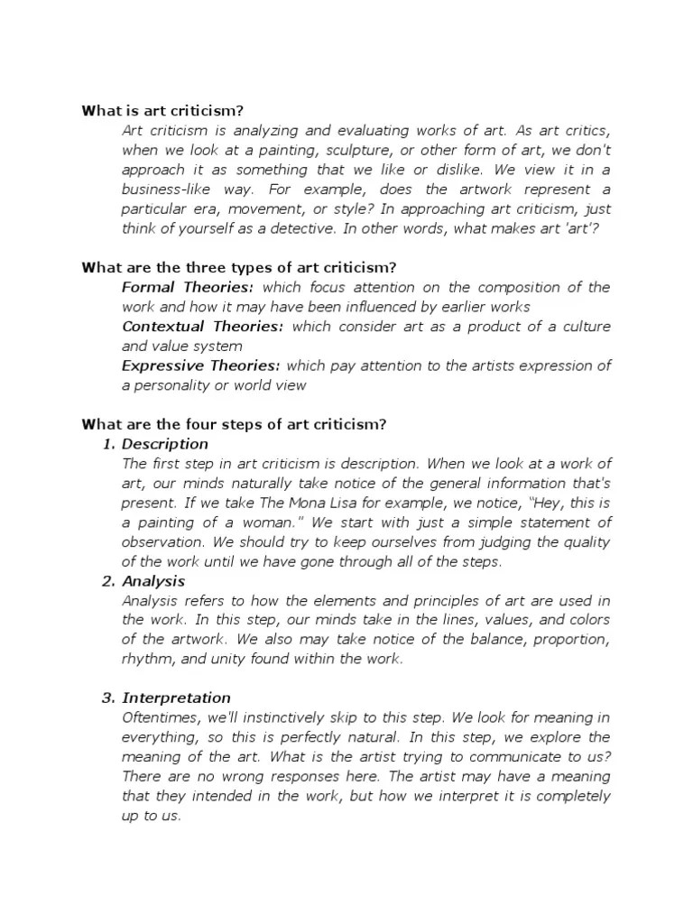 What Is Art Criticism? PDF Paintings Aesthetics