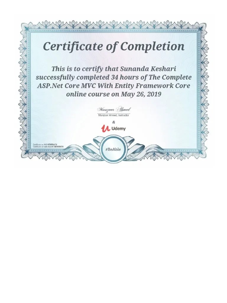 Udemy Certificate PDF PDF