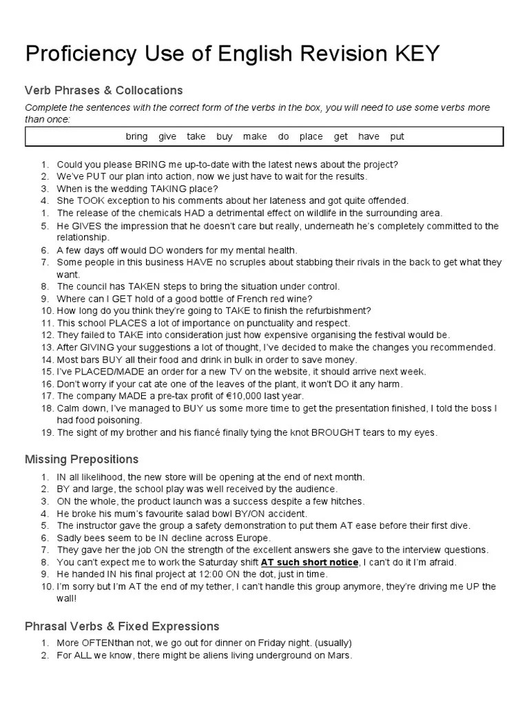 C2 Use of English Answer Key | PDF