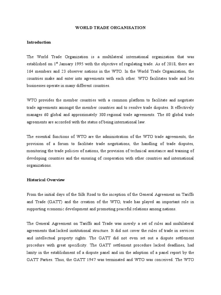 World Trade Organisation PDF World Trade Organization General