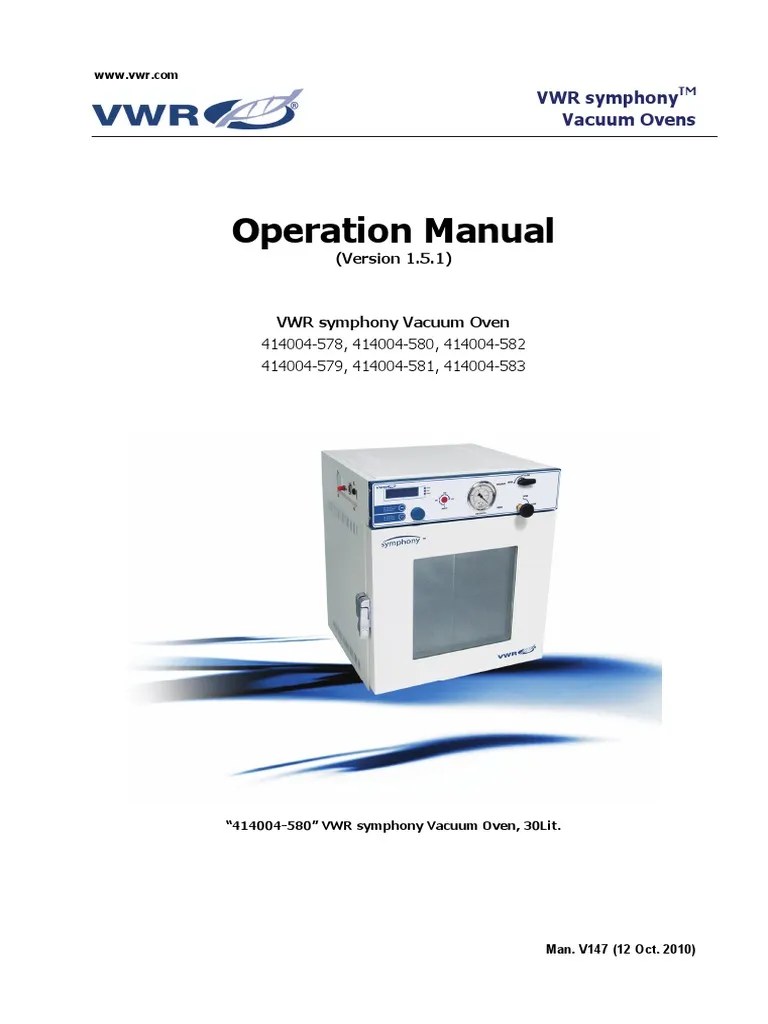 Operation Manual VWR Symphony Vacuum Ovens PDF Ac Power Plugs And