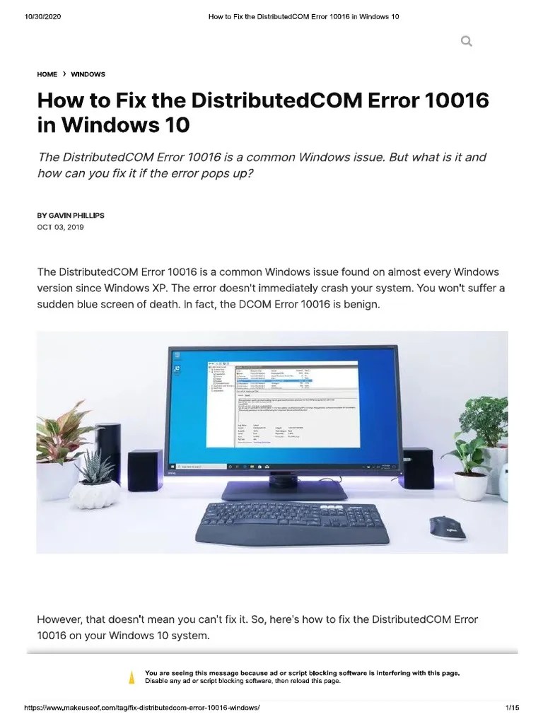How To Fix The DistributedCOM Error 10016 in Windows 10 | PDF