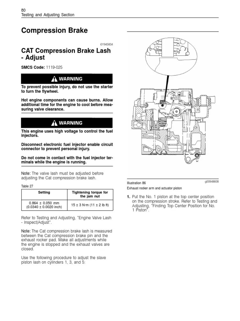 CAT Compression Brake Lash Adjust PDF Piston Brake