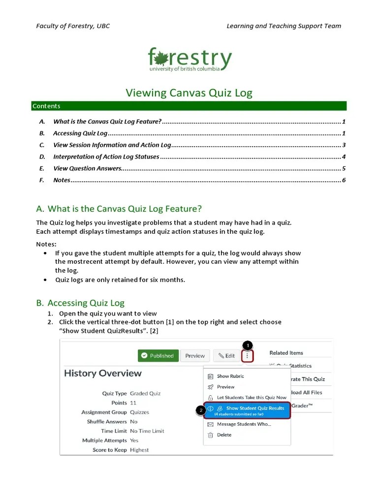 Tipsheet For Canvas Quiz Log PDF Software Development Software