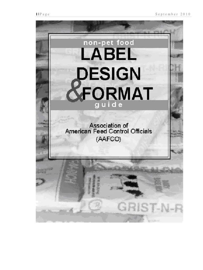 AAFCO Non Pet Food Labeling Guide PDF Flour Cattle