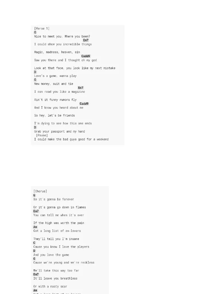 Blank Space Guitar Chords PDF