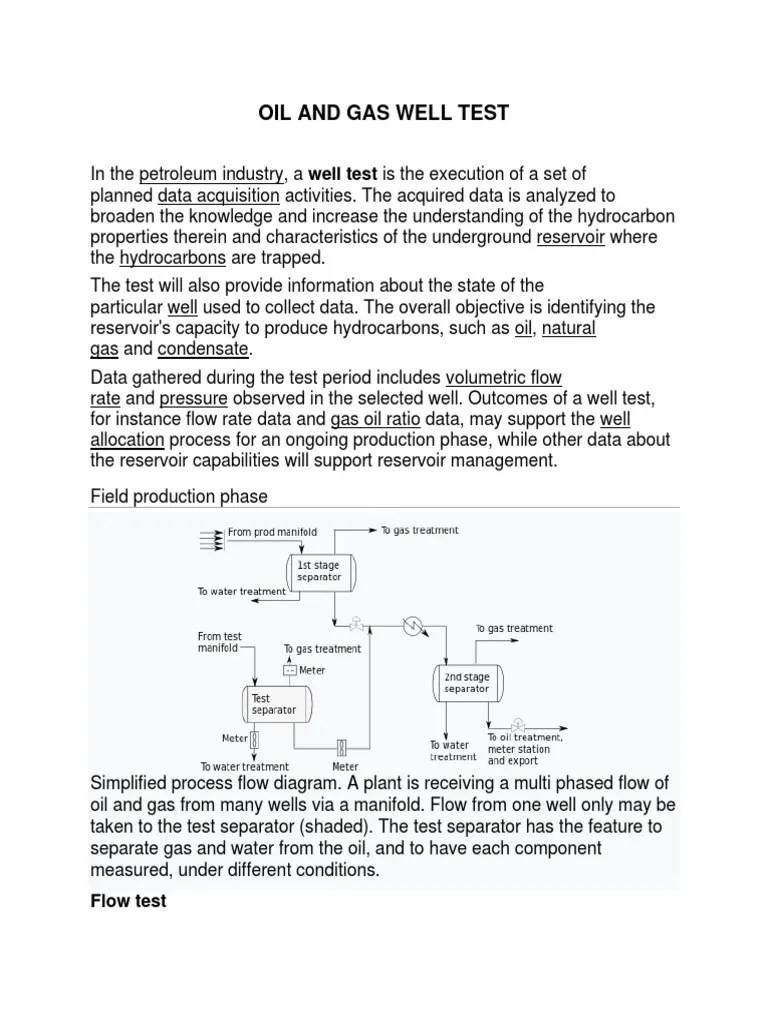 Oil and Gas Well Test PDF Chemical Engineering Hydrocarbons