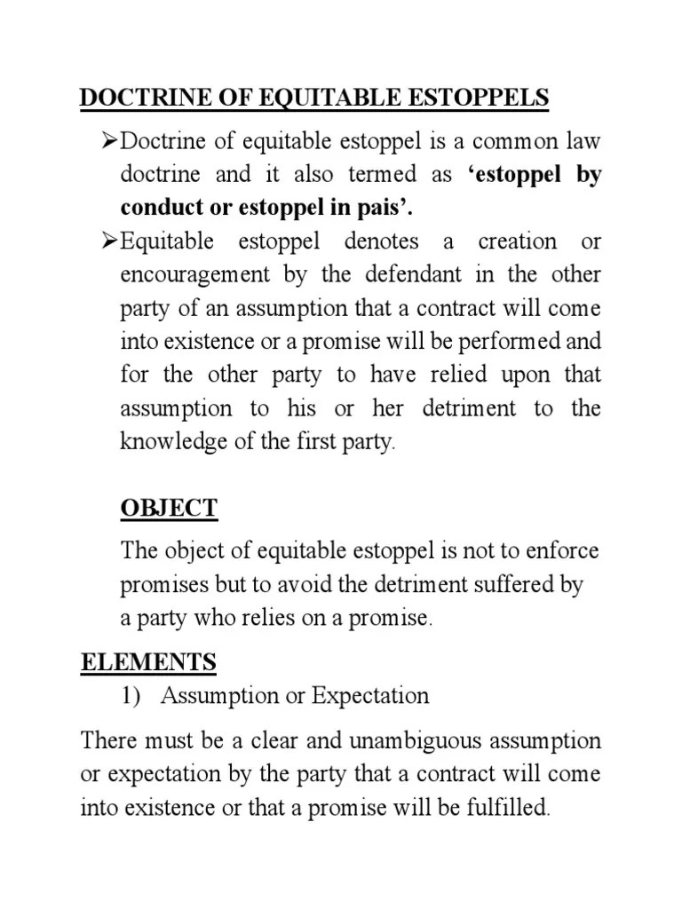 Doctrine of Equitable Estoppels PDF