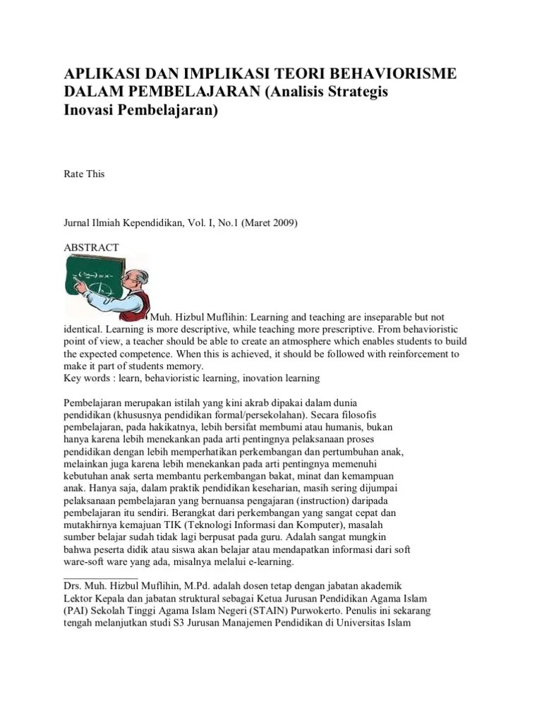JURNAL TEORI BEHAVIORISTIK PDF
