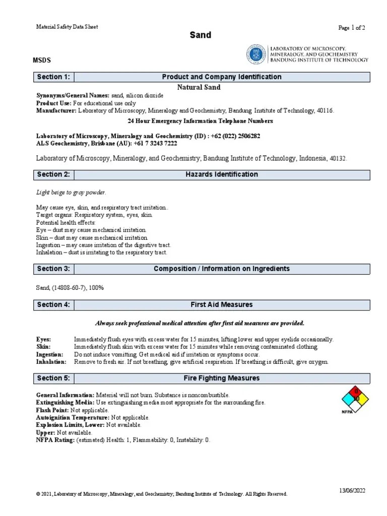 Contoh MSDS PDF Dangerous Goods Personal Protective Equipment