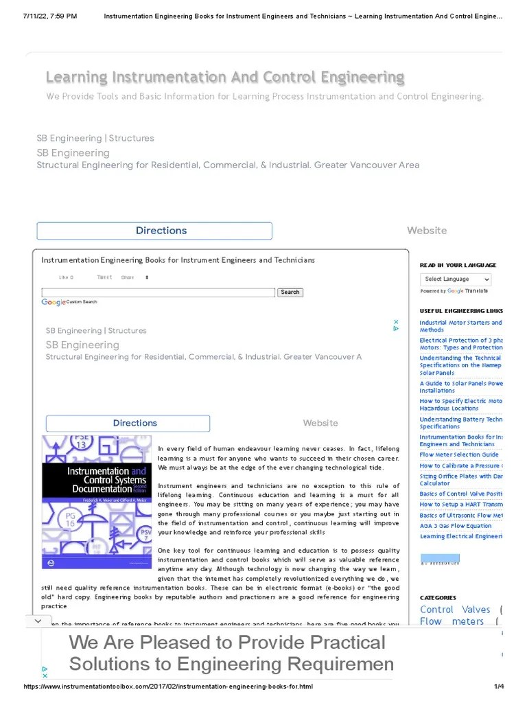 Instrumentation Engineering Books For Instrument Engineers and