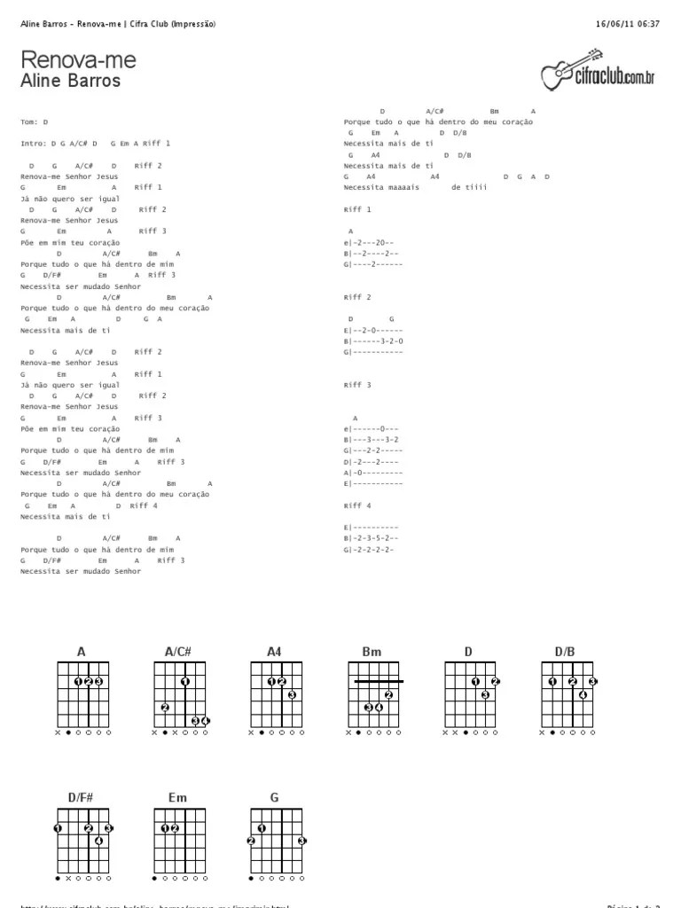 Aline Barros Renovame D Cifra Club (Impressão)