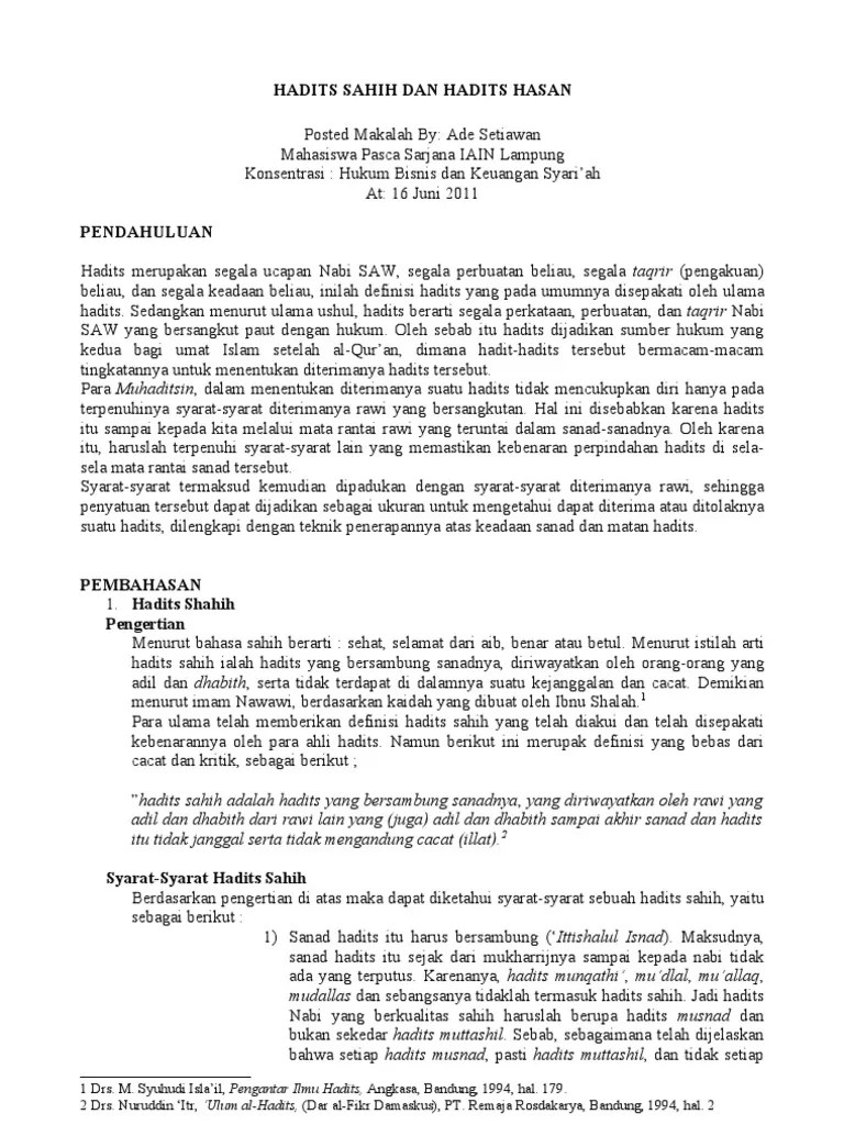Hadits Sahih Dan Hadits Hasan | PDF