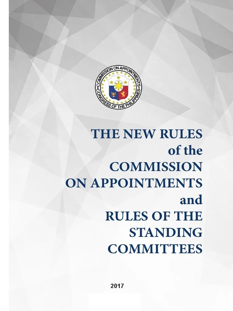 The New Rules of The Commission On Appointments and Rules of The