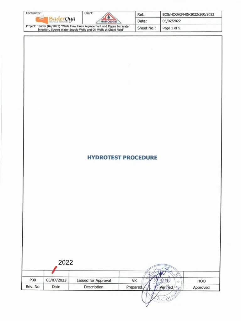 Hydro Test Procedure PDF Pipe (Fluid Conveyance) Leak