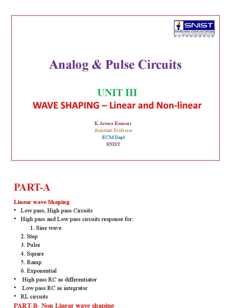 Analog & Pulse Circuits WAVE SHAPING Linear and PDF
