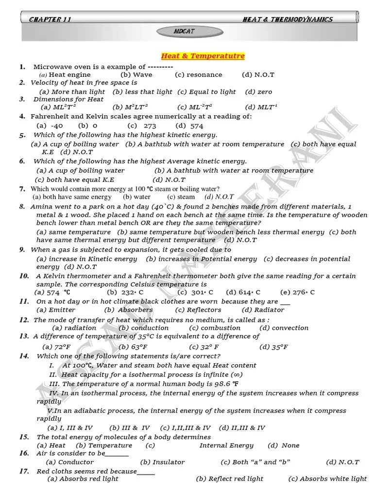Chapter 11 Heat & Thermodynamics | PDF | Temperature | Heat