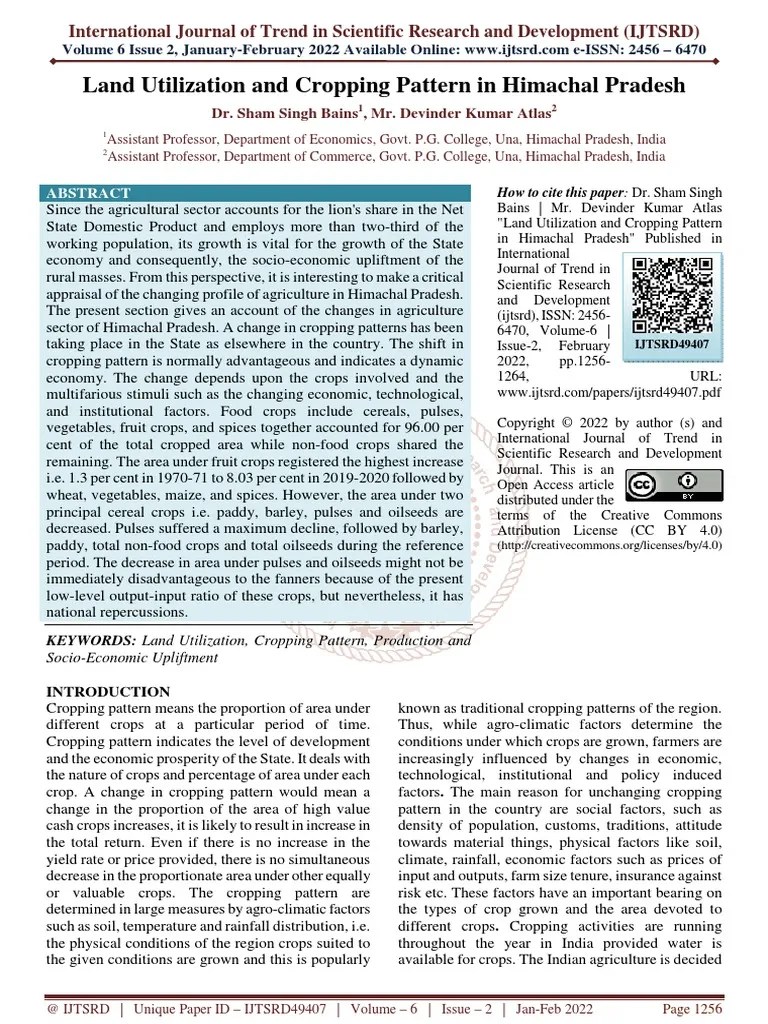Land Utilization and Cropping Pattern in Himachal Pradesh PDF