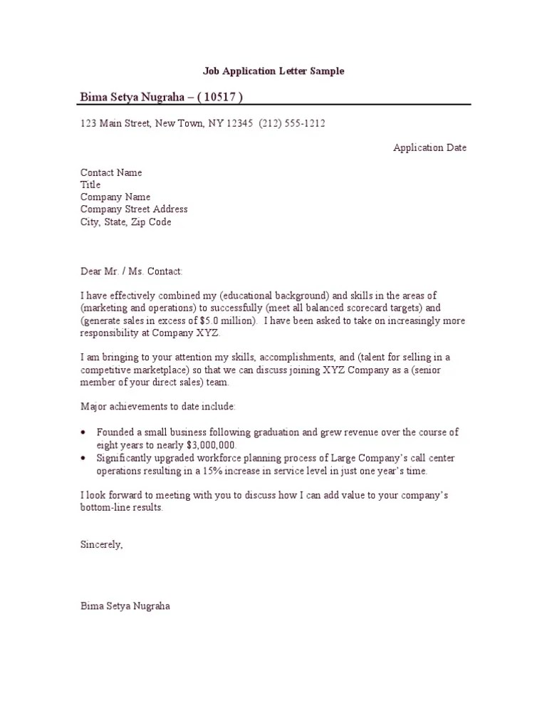 Job Application Letter Sample PDF