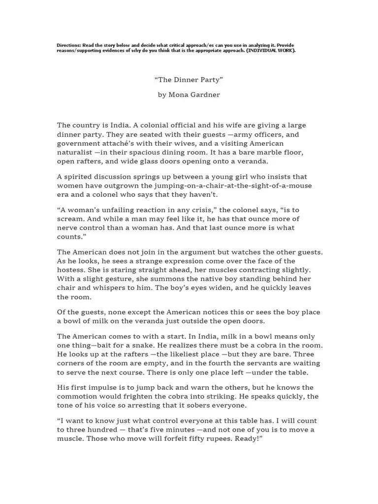 "The Dinner Party" by Mona Gardner IS102 PDF