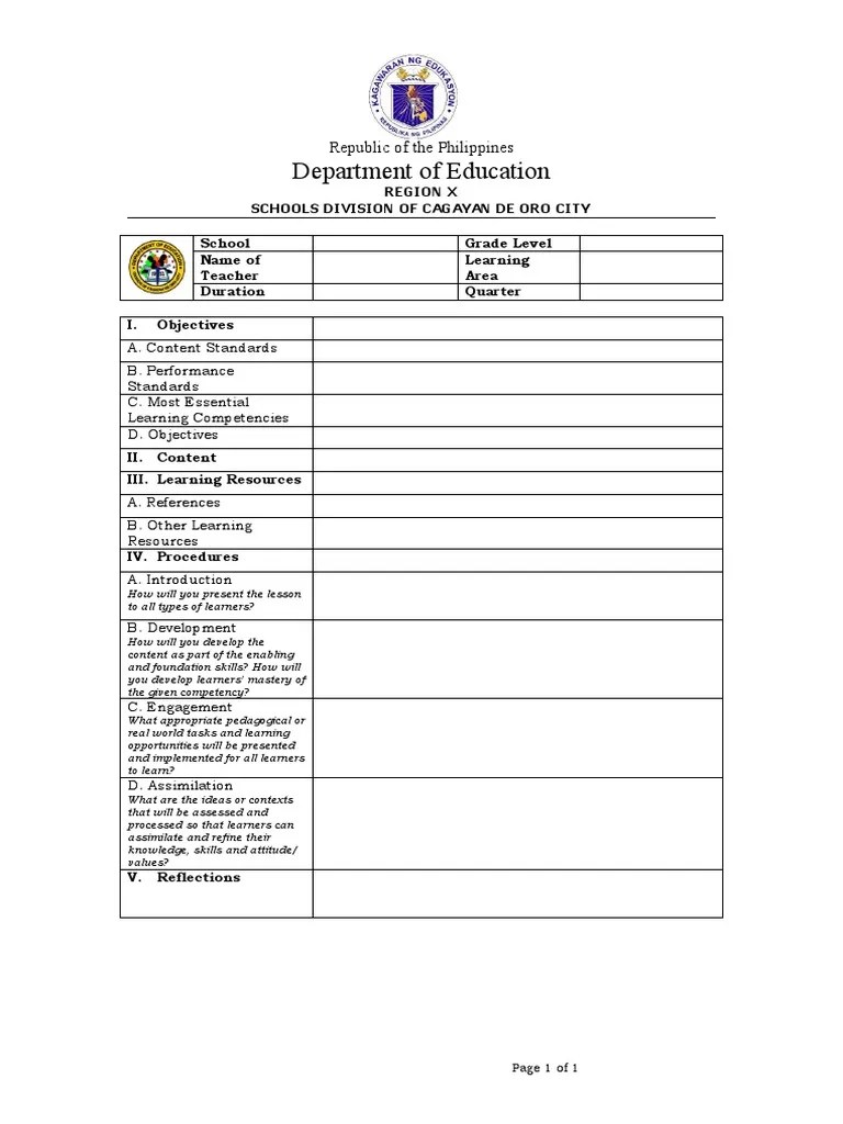 Lesson Exemplar Template (Eng) PDF
