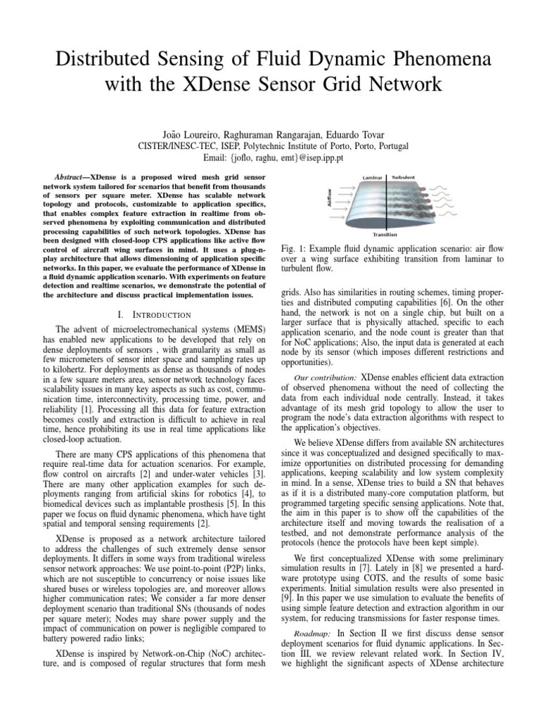Distributed Sensing of Fluid Dynamic Phenomena With The XDense Sensor