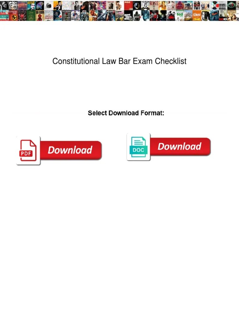 Constitutional Law Bar Exam Checklist PDF Test (Assessment) Lawyer