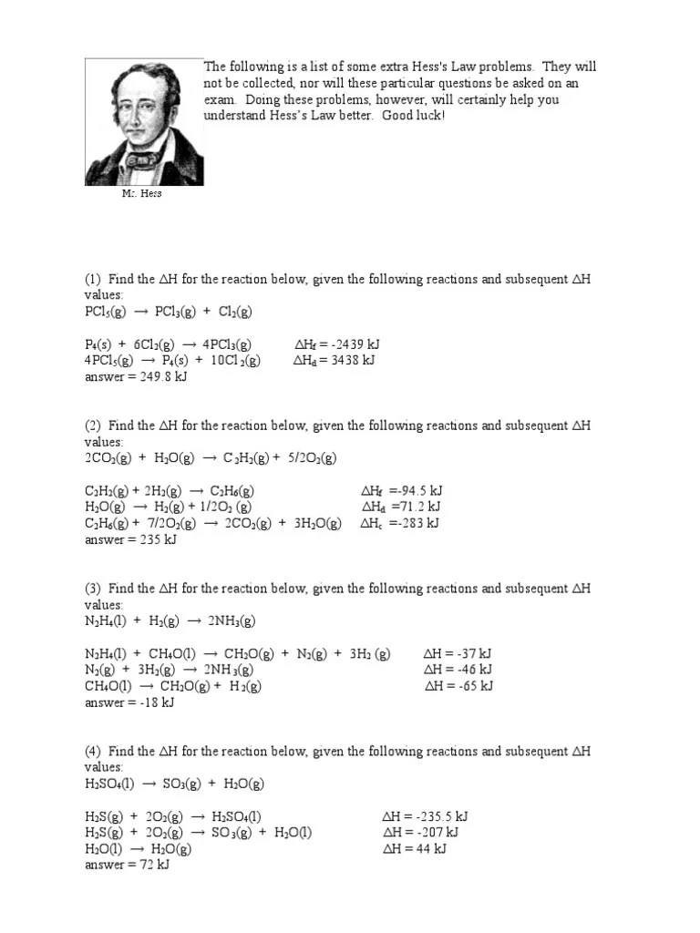 Hess's Law Questions Iron Sets Of Chemical Elements