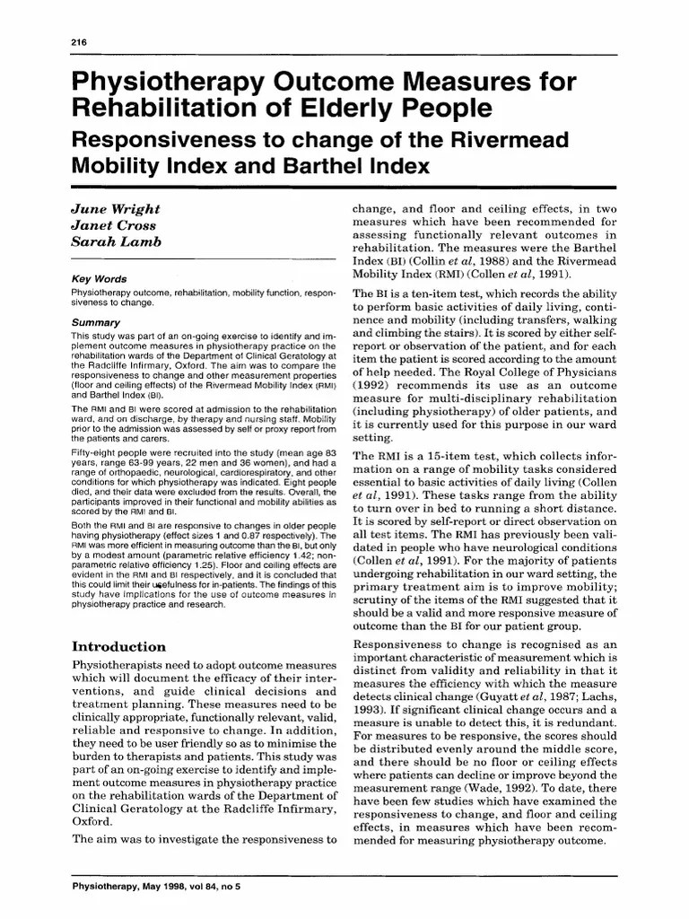 1998 Physiotherapy Measures For Rehabilitation of Elderly