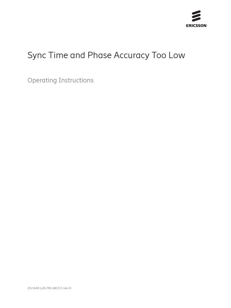 Sync Time and Phase Accuracy Too Low PDF Synchronization Computer