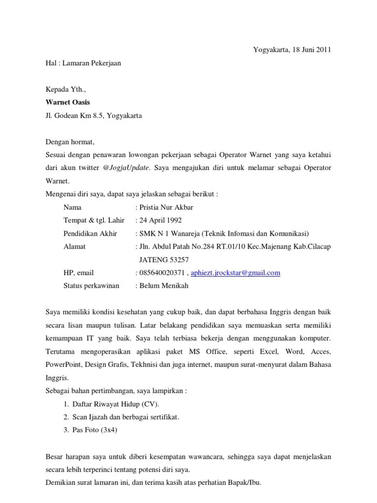 Contoh Surat Lamaran Kerja Word Pdf / Download Contoh Surat Lamaran