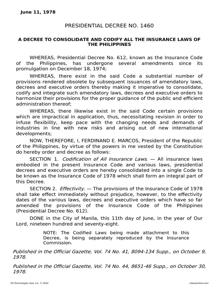 Presidential Decree No. 1460 June 11, 1978 PDF Decree