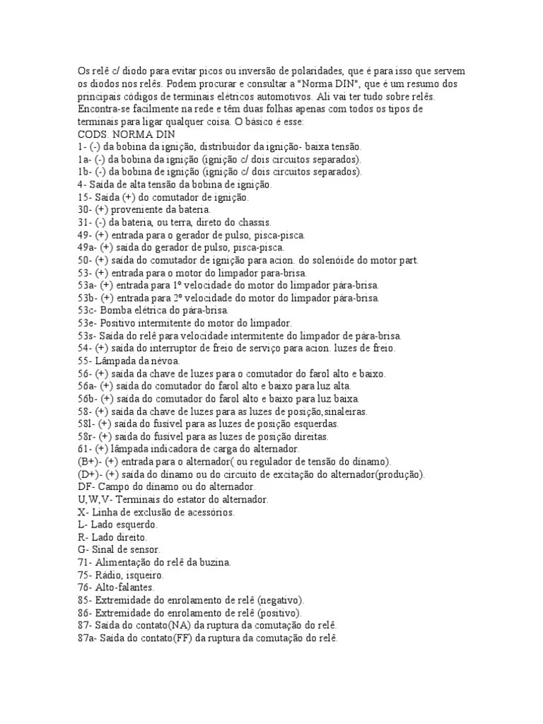 Codigos Norma Din Eletrica Automotiva