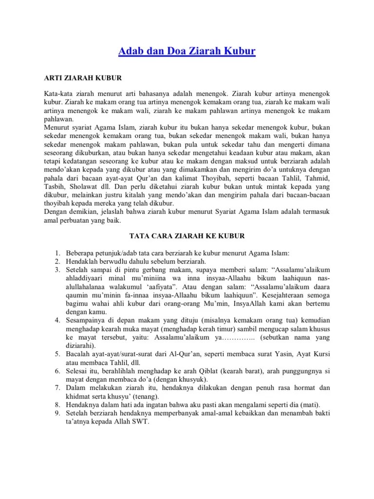 Doa Ziarah Kubur Orang Tua Sesuai Sunnah
