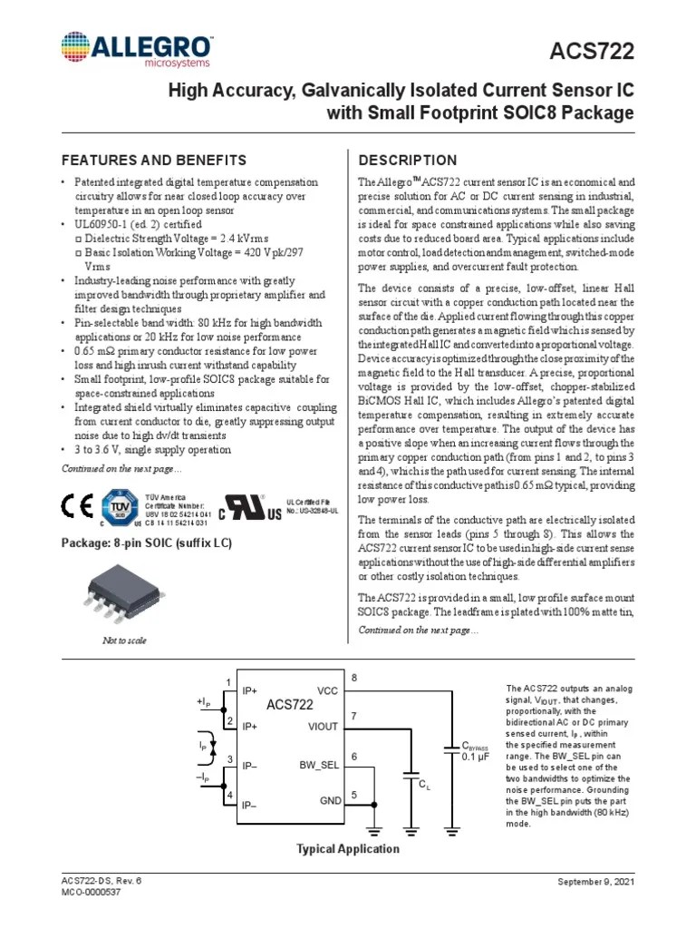 High Accuracy, Galvanically Isolated Current Sensor IC With Small