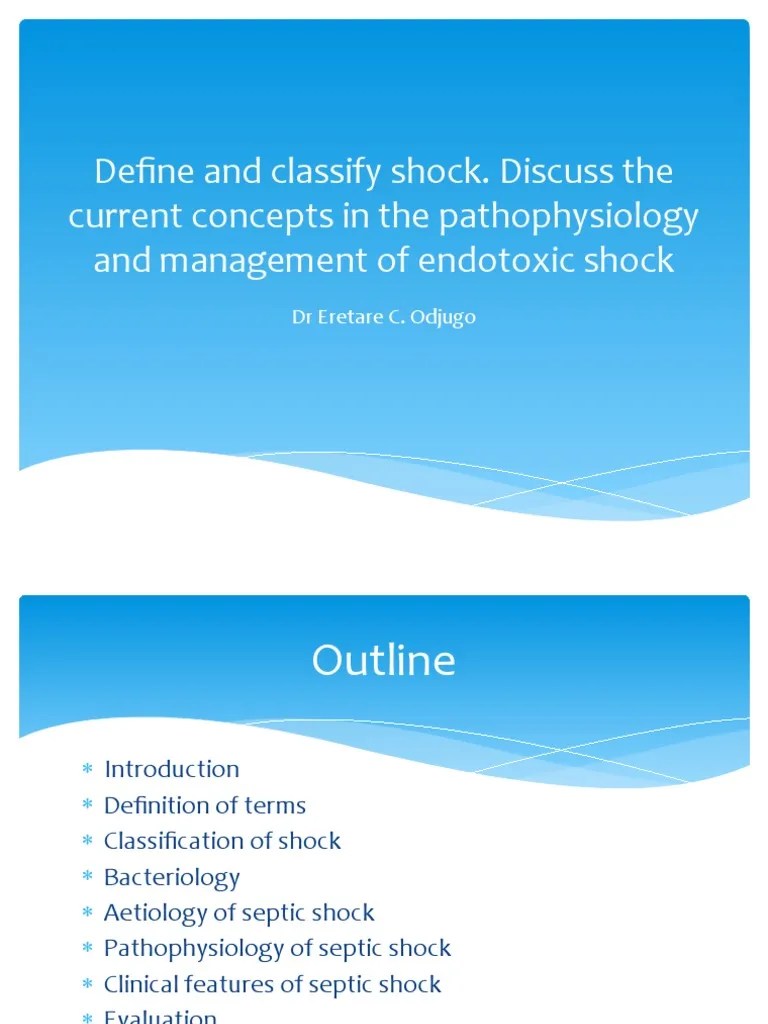 Define and Classify Shock. Discuss The Current Concepts in The