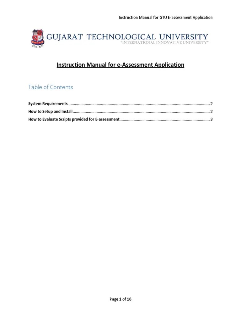 Instruction Manual For GTU EAssessment Application PDF System