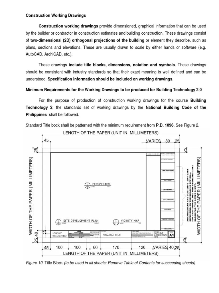 Working Drawing Guidelines PDF Plumbing Framing (Construction)