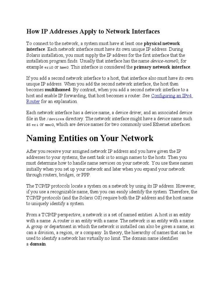 2.3 How IP Addresses Apply To Network Interfaces PDF Router