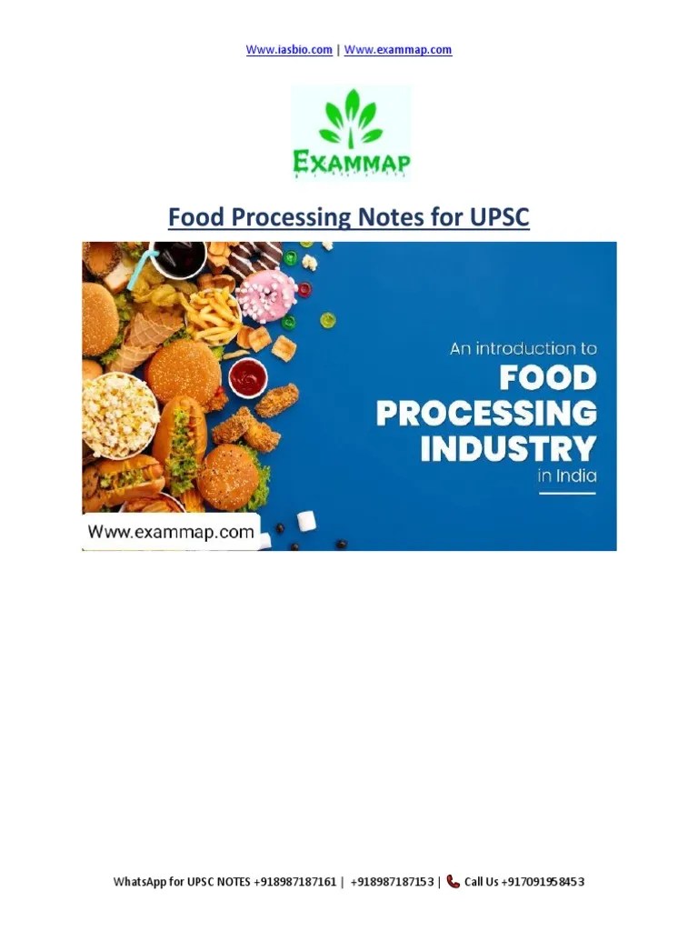 Food Processing Notes for UPSC CSE PDF Economic Growth Foods