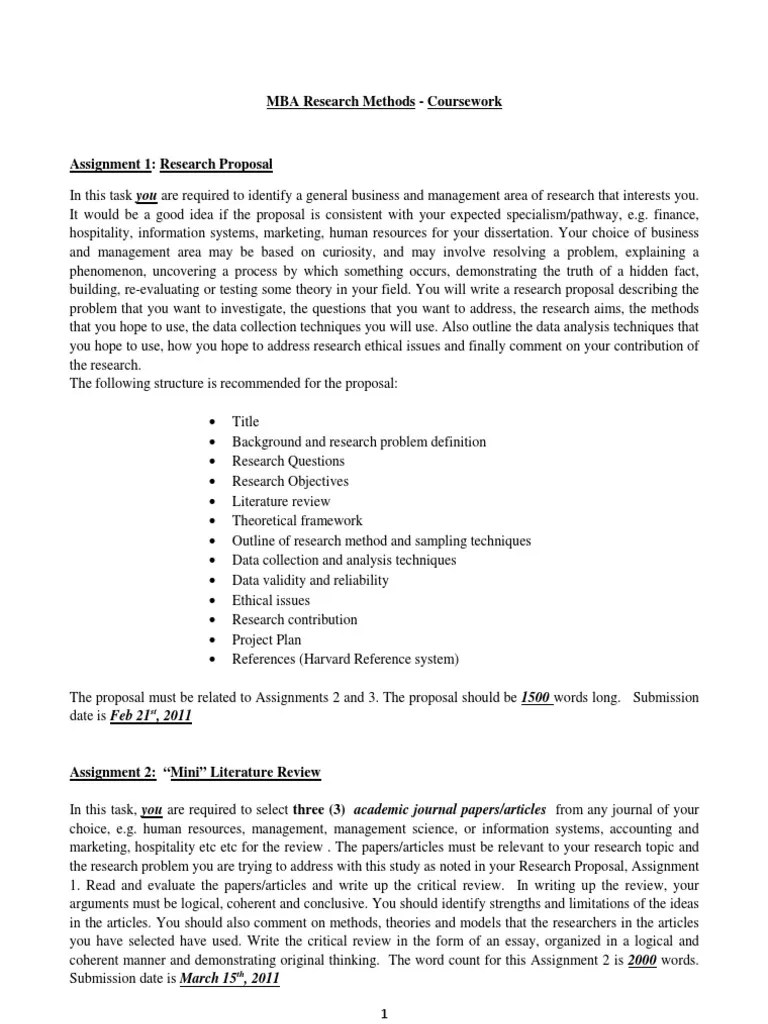 MBA Research Methods Course Work Literature Review