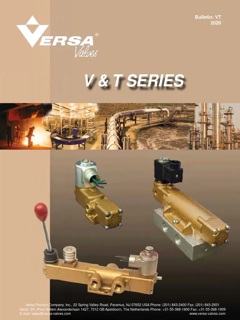 Versa VTSeries Brass Solenoid Catalog PDF Valve Mechanical