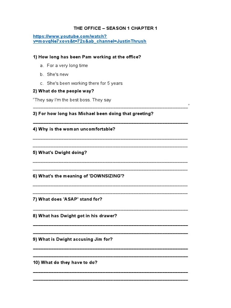 The office worksheet PDF
