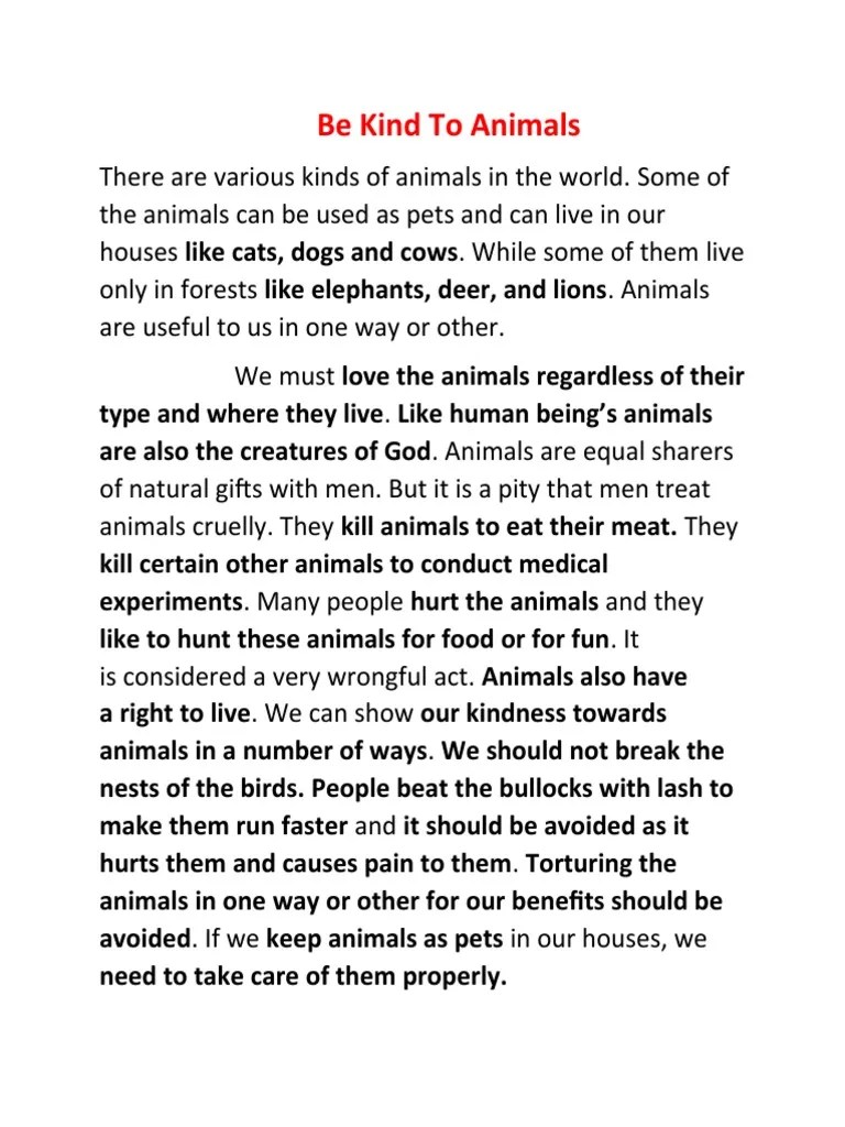 Be Kind To Animals PDF Pet Animals And Humans