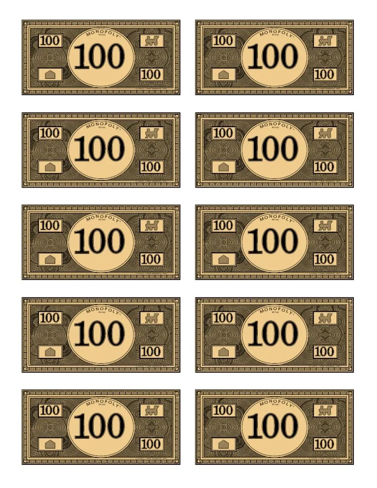 100 Monopoly Money PDF