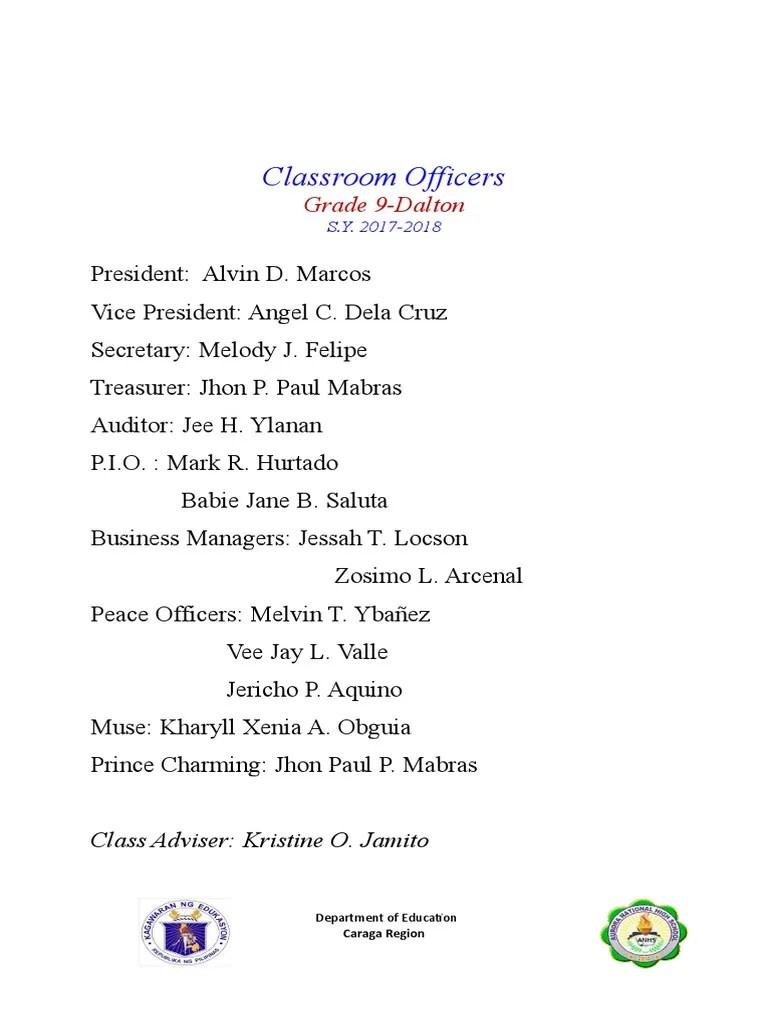 Classroom Officers PDF