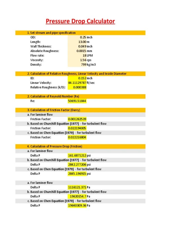 Pressure Drop Calculator PDF Fluid Dynamics Plumbing