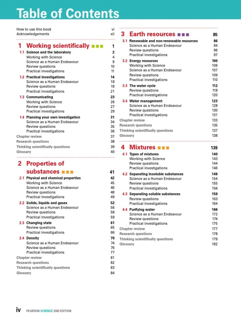 Pearson Science 7 Student Book Sample Pages PDF Water Mixture